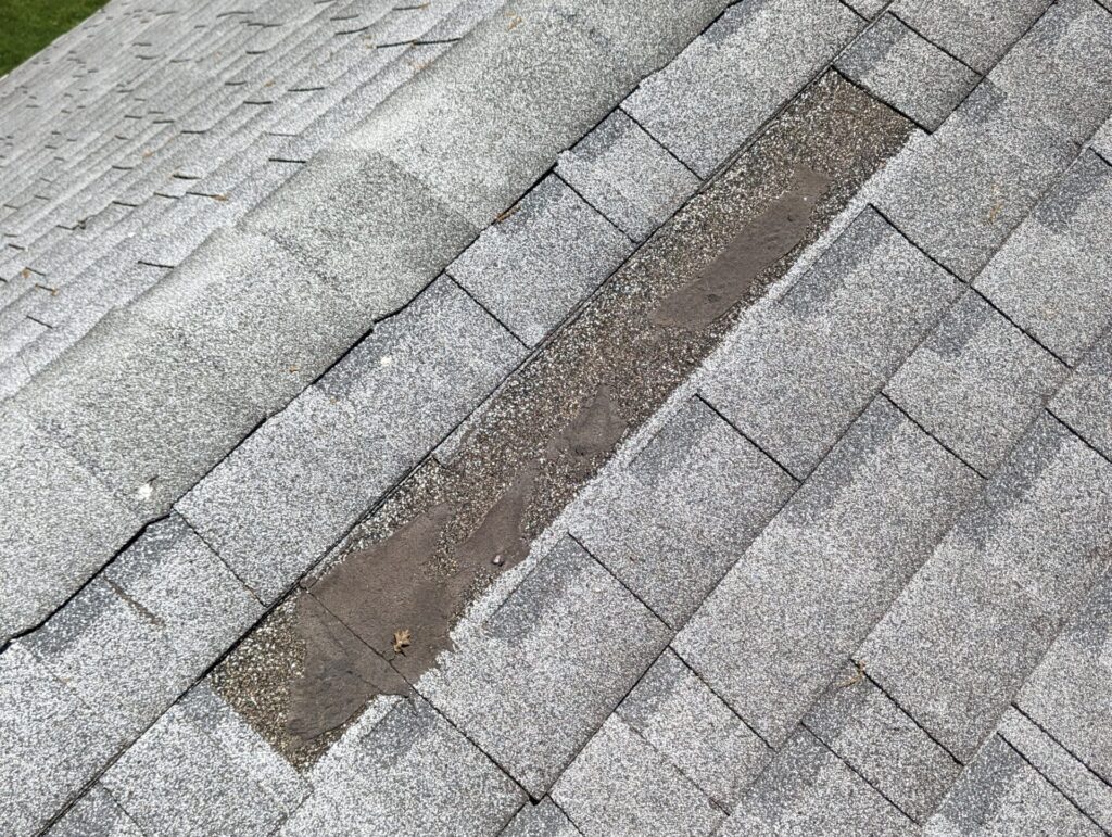 Wind torn shingle